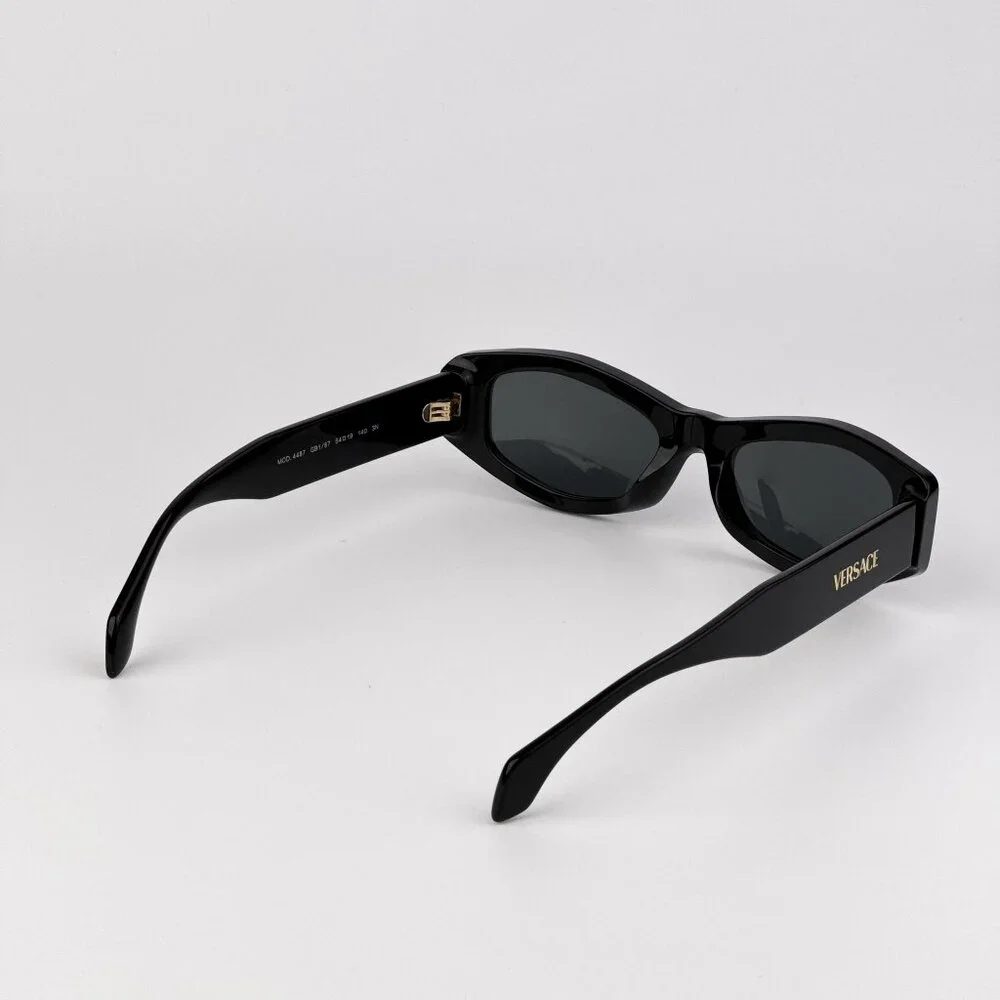Versace VE4487 GB1/87 Black Rectangle Sunglasses Dark Grey Lens Unisex